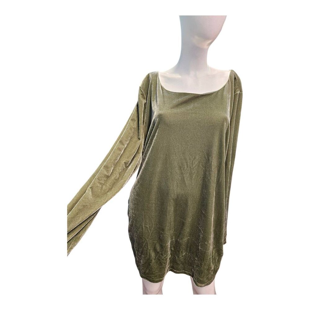 Soft Surroundings Olive Green Velvet Long Sleeve Tunic